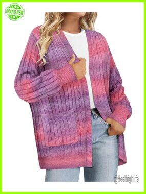 Plus Size Cardigan Sweater Coat Open Front Long Sleeve Oversized Winter Fall